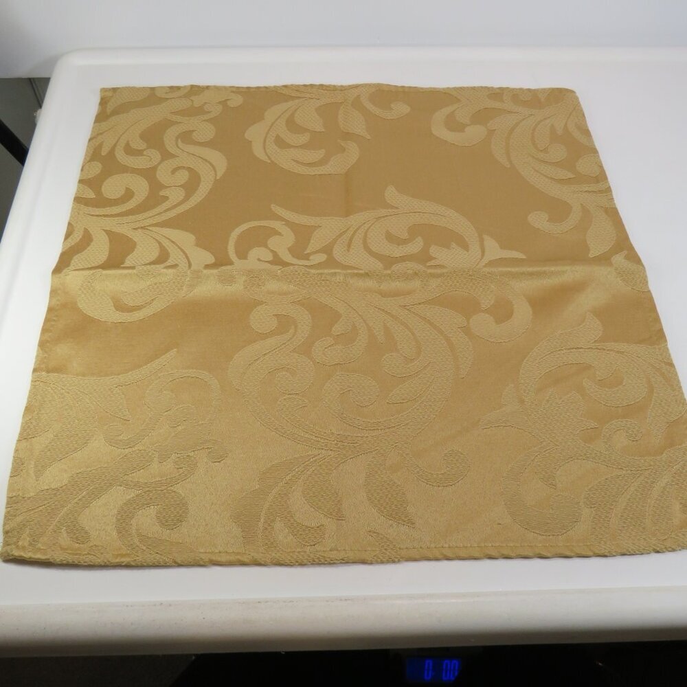 Vintage Warm Gold Jacquard Fabric (6) Dinner Napkins w Basket Weave underlay 16"